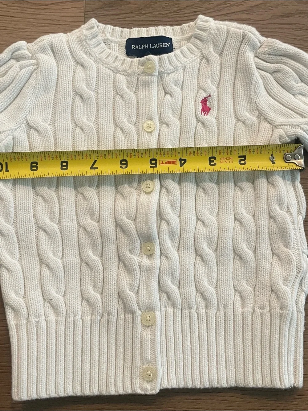 Ralph Lauren Off White Cable Knit Cardigan with Pink Pony Girl’s Size 3T